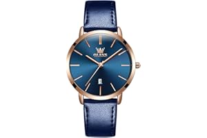 OLEVS Women Wrist Watches Ultra Thin 6.5mm Minimalist Business Dress Waterproof & Date & Leather Strap Slim Watches for Women