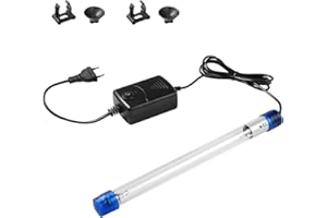 LEDGLE 13W UV Luz Acuario LED, Algas Bacterias Matar Lámpara, Esterilizador UV Acuario, Impermeable Tubo de Luz para Pecera, Piscina