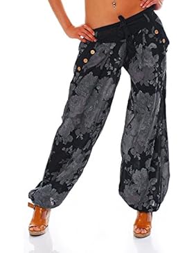 Moda Italy Damen Haremshose Pumphose Ballonhose Pluderhose Yogahose Aladinhose Harem Sommerhose mit Stoffgürtel...