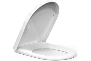 PIPISHELL D Shape Soft Close Toilet Seat, White Toilet Seat with Quick Release for Easy Cleaning, Adjustable Stainless Hinges, Simple Top Fixing, Anti-Bacterial & Durable PP Material