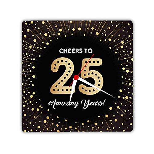 Designer Panda, Cheers to 25 Amazing Years Printed Light Weight Wall Clock 8 inches