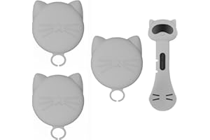 VMINOG Dosendeckel Katzenfutter, Universal silikondeckel für Dosen für Tierfutter(70g, 85g, 200g, 400g usw.), 3 Stück katzenfutter deckel mit 1 Löffel，BPA-frei