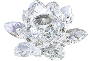 Haptufer A Crystal Lotus Flower Figurine Decor Valentine Wedding Decor Glass Craft Collection Paperweight Table Ornaments Souvenir