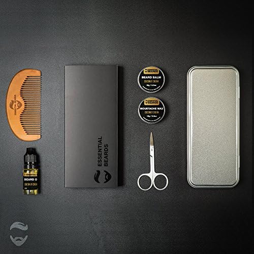 Essential XL Grooming Kit - CHOOSE SCENT Beard Balm, Wax, Oil, Comb and Tin [4A] (coconut cream)