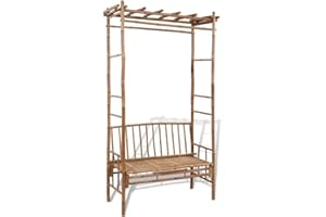 ‎VIDAXL vidaXL Gartenbank mit Pergola Bambus Sitzbank Bank Rankhilfe Rosenbogen