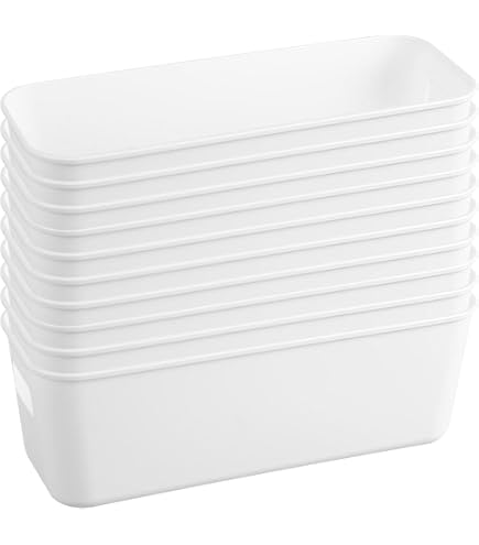 6 Stück Aufbewahrungsboxen Mit Griffen – 25x9,5x9 Cm, Weiß, Aus PP-Kunststoff, Stapelbar