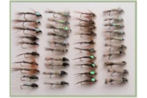 Troutflies UK Mixed Packs Gold Ribbed Hares Ear and Pheasant Tail Nymphs, 40 Pack, Sizes Mixed