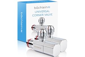 Bächlein uniwersalny zawór kątowy samouszczelniający [zestaw 2], narożny zawór regulacyjny 1/2 cala do rur zimnej i ciepłej wody z klasyczną nakrętką