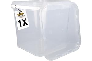 ‎FIXEDBYU FixedByU Bucket with Lid 5 L Transparent Square Plastic Bucket Food Safe Airtight and Stable Empty Bucket with Handle and Lid Suitable for Food Chemistry Washing Powder Adhesives