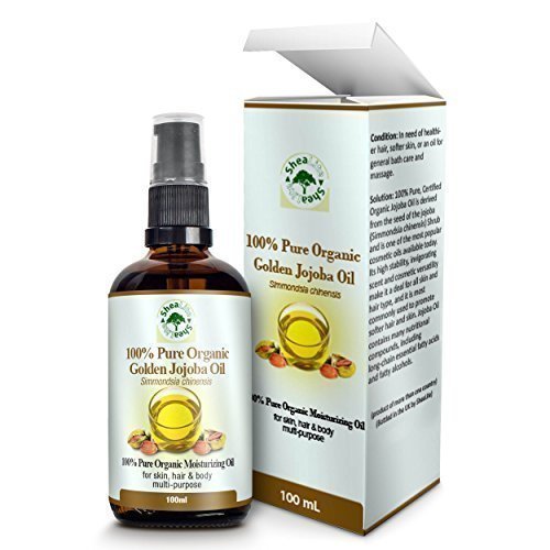 Aceite Jojoba, Orgánico, 100% Puro puro Virgin Dorado Prensado En Frío Sin refinar aceite jojoba, Adds Glow hasta su piel & pelo - 30 Días Dinero Espalda Garantía Reduce Manchas De Sol y Arrugas,Ideal para toda la piel y pelo tipos, Dejando You Llamativo y Hidratante - 100ml