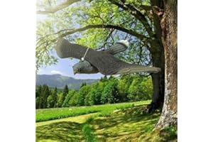 HHH HUNTING® Flying Hawk Decoy Bird Deterrent | Lifelike And Realistic With Hanging Strings | Full Bodied Pest Control Garden Cat And Bird Repellent (Flying Hawk)