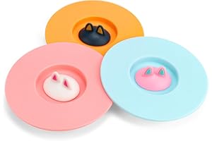 Coperchio Silicone Tazza, DIYCUT 3 Pezzi Coperchio Silicone, Antipolvere Coperchi in Silicone, può Contenere un Cucchiaio, 10cm Coperchi per Tazze in Silicone per Interno ed Esterno