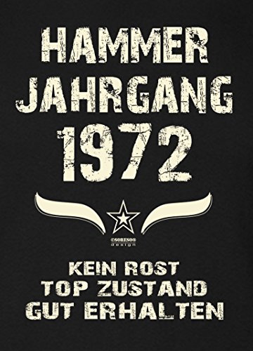 Geschenkidee Geburtstagsgeschenk Koch-Schürze Grill-Schürze Hammer Jahrgang 1972 Zum 45. Geburtstag Frauen Männer Küchenschürze Farbe:schwarz - 2