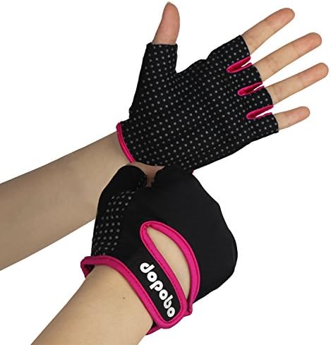 Fitness Gloves, Dopobo Unisex Half-finger Sporting Gloves for Dumbbells, Weight Lifting, Spinning, Yoga (Black&amp;Rose, M)