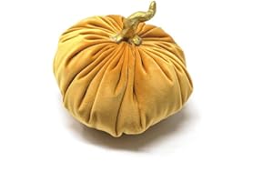 DECLEA Zucca Decorativa in Velluto Decorazione Autunnale tavola Camino e casa, Cuscino a Forma di Zucca in Velluto Morbido Realizzato a Mano, Arancio