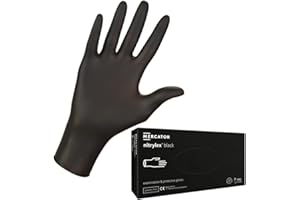 MERCATOR MEDICAL Gants nitrile noirs NITRYLEX BLACK, taille : S - 100 pieces, gants jetables, gants de protection, non poudrés, couleur noire opaque, texturés sur le bout des doigts, sans latex