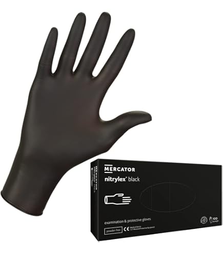 nitrylex befree handschuhe MERCATOR MEDICAL Nitrilhandschuhe, puderfreie Einweghandschuhe BLACK, Größe: M - 100 Stück, deckende undurchsichtige schwarze Farbe, texturierte Fingerspitzen, latexfreie Einmalhandschuhe bei Günstiger Preis JD Models:48