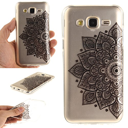 Funda Samsung Galaxy J5 2015 SM-J500F Wanxida Funda de Silicona TPU Carcasa Transparente Clara Soft Clear Case Cover Funda Blanda Delgada Carcasa Suave Ligera Caja Anti Rasgu  os Anti Choque Funda protectora con Dise  o   nico - Encaje Negro