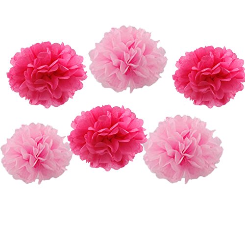 Happy Birthday Girlande Geburtstag Deko Set, Rosa Happy Birthday Banner und 6 Pcs Pompoms - 3
