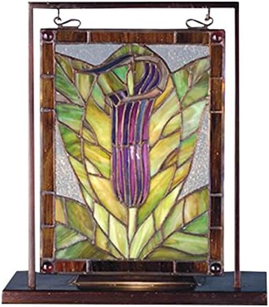 Meyda Tiffany 68552 Jack-in-The-Pulpit Lighted Decorative Mini Tabletop Window, 9.5" Width x 10.5" Height