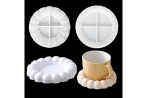 BOHRMA 2 Stück Silikonform Untersetzer Bubble Epoxidharz Formen Untersetzer Resin Silikon Tablett Untersetze Gießform DIY Runde Beton Gießform Schale Silikonformen Teller für Teetablett Schmuckteller (A)