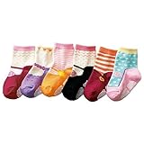 Baby Girls Kids 6-Pack MARY JANE Anti-slip Ankle Socks (SET K) - ONE SIZE (Suitable for 1 to 3 years old)