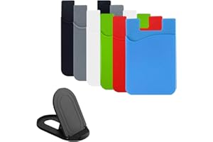 AFUNTA Handy-Kartenmappe, 6 Pcs Klebstoff-Kartenhalter & 1er Pack Telefonständer für ID/Kreditkarte, Handyhüllen, Tasche kompatibel mit den meisten Smartphones - 6 Farben
