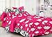Homefab India 3D 140 TC Polycotton Double Bedsheet with 2 Pillow Covers - Floral, Pink