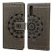 Produktbild NaPuDt Kompatibel mit Samsung Galaxy A70 Hülle Handyhülle Drücke Halbe Blume LederHülle Case Schutzhülle PU Leder Wallet Magnet Flip Bookstyle Tasche Ständer Kartensteckplätzen Handytasche Grau