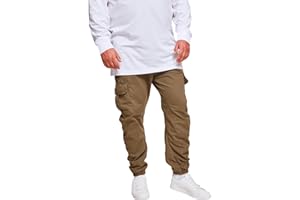 URBAN CLASSICS Pantalón jogging Cargo con bolsillos de parche 2 laterales y 2 traseros, ajuste slim fit, color liso, cintura cordón, puños elásticos, distintos colores, tallas XS - 5XL