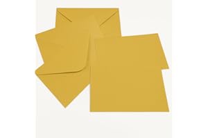 JEYEFFE Lot de 100 enveloppes colorées avec cartes + 100 cartes mini formats 7 x 11,2 cm et 14 x 9 cm pour mariage, fête, anniversaire, cadeau et cartes de vœux (or, 11,2 x 7 cm)