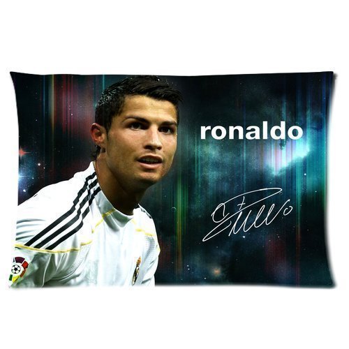 Custom Real Madrid CF Superstar Cristiano Ronaldo CR7 Pillowcase Soft Zippered Throw Pillow Cover Cushion Case Covers Fasfion Design Two Sides Printed 20x30 Inches