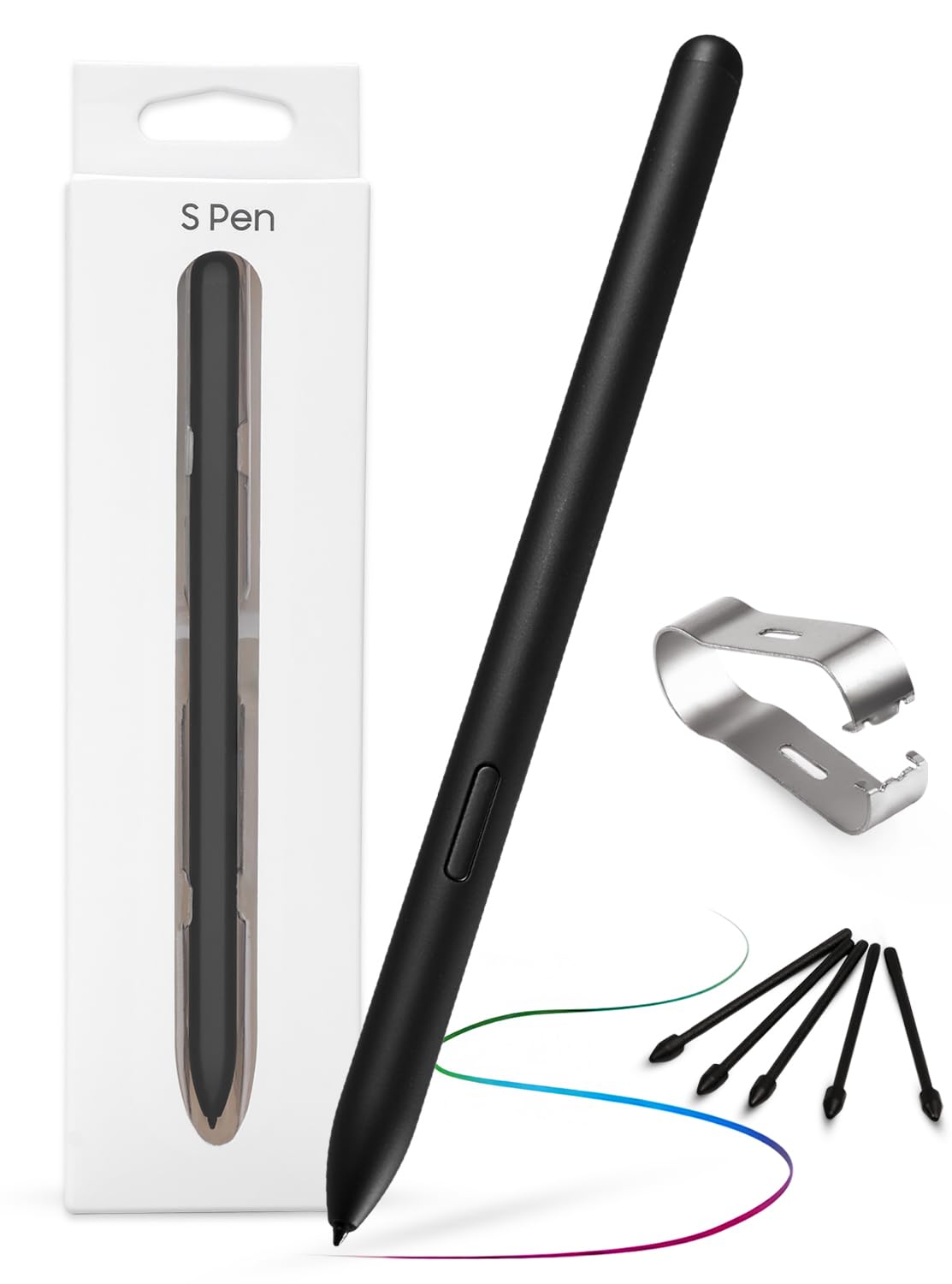 The AutoStory Replacement Stylus Pen for Samsung Galaxy Tab S7/S7+/S7 FE/S8/S8+/S8 Ultra/S9/S9+/S9 Ultra – Precise & Smooth Performance, 4096 Pressure Levels, Includes 5 Extra Nibs & Tweezers.(Black)