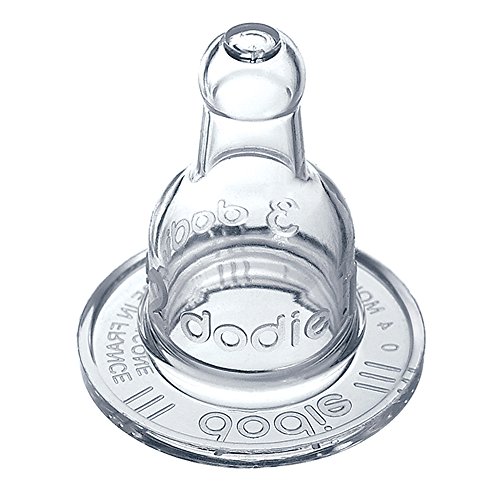 Dodie 6555207 Narrow Neck Bottle Teats for Thick Liquids 2-Pack 6 Months Plus Transparent