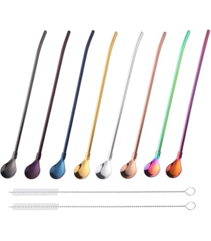 25 stuks rietjes met lepel, 2-in-1 slush-rietjes, lepelrietjes, herbruikbare rietjes met 2 reinigingsborstels, slush-accessoires voor smoothies, milkshakes, cocktails, latte