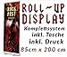 Produktbild Roll up Display 85x200cm inkl. Druck Banner Displays Roll-UP Werbedisplay Werbeständer Firmendruck Bannerdisplay 12A04, Roll up Größe:85cmx200cm
