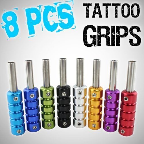 8pcs Lot Ultra Slim Tattoo Machine Grips Lightweight Aluminum Alloy w/ Stem by GotHobby