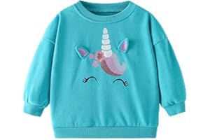 LitBud Mädchen Sweatshirts Einhorn Pullover für Kleinkind Kleidung Top Langarm Jumper Rundhals T Shirt Herbst Winter für Kinder Größe 1-7 Jahre