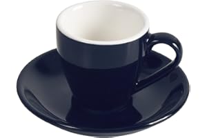 ionEgg Porcelanowy kubek do espresso ze spodkiem, filiżanka do espresso, 80 ml, ciemnoniebieski