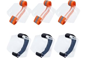 ONEBO 6 Piezas Portas Insignias con Brazo,brazaletes impermeables transparentes,para Personal de Seguridad y Rescatistas,Taller de Almacén(3 Naranja fluorescente+3 Negro)