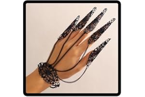 Cubahop Halloween Gothic Metal Chain Full Finger Bracelet Artiglio Fiore Nail Bracelet Hand Accessori per le donne e le ragazze