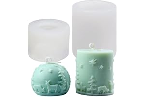 Junhui 2 Pezzi Natale Stampo Candela, Stampo Candela Stampi in Silicone, 3D Forma di Natale Stampo per Candele in Silicone per Realizzare Candele, Saponi