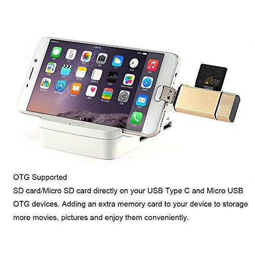 Neue Aluminium Shell USB 3 in 1 Kartenleser Adapter für USB-USB / Micro USB Port mit OTG Funktion Reader. (usb-c-silver) - 3