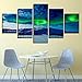 Produktbild jqnxww Leinwand Wand Kunstdrucke Poster Wohnkultur Rahmen 5 Stück Bilder Schnee Berg Aurora Gemälde Polar Region Landschaft Bilder-Rahmen
