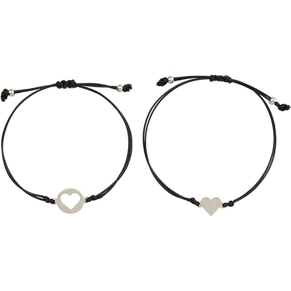 Bracelets Mère Et Fille Assortis - Cœur En Acier Inoxydable, Corde Réglable - Cadeau Symbolique - 3