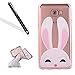 Produktbild Galaxy A3 2017 Silikon Handy Hülle,Leeook Elegant Retro Funny Cute Lovely Schön Rosa Hase Crystal Soft Clear Case Electroplate Plating Rose Gold Frame Scratch-Resistant Bumper Soft Rückseite Cover Tasche Ultradünne Galvanisiergeräte Weicher Gel TPU Tasche Schutzhülle Hülle Tasche für Samsung Galaxy A3 2017 + 1 x Schwarz Eingabestift-Pink Bunny Rabbit