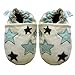 Blue star Tag security Blanket comforter & Blue and white stars soft leather BaBy shoe gift set. By Dotty Fish Boys. 6-12 months