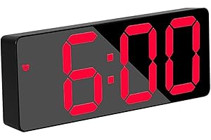 SHINEKOO Reloj Despertador con Pantalla LED, Espejo Digital, Reloj Despertador con batería enchufable, Reloj de Doble propósito