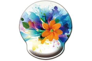 Alfombrilla de ratón con Soporte para muñeca,Jahosin reposamuñecas ergonómico de Espuma viscoelástica Base de Goma Antideslizante para computadora y Oficina 25x23 Yellowflower