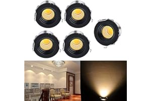 Elitlife 5Pcs 3W Silver LED Recessed Small Spot Lamp Ceiling Light Warm White Small Recessed Ceiling Lights with Transformer for Cabinet[Energy Class A++]